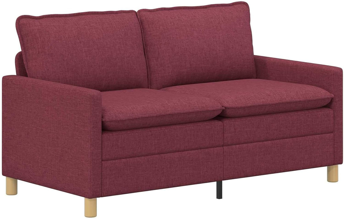 Sofa Wine Red 156 x 81 x 87.5 cm - 2-Seater Couch with Fabric Cover and Metal Frame, Modern Design for Living Room and Office
