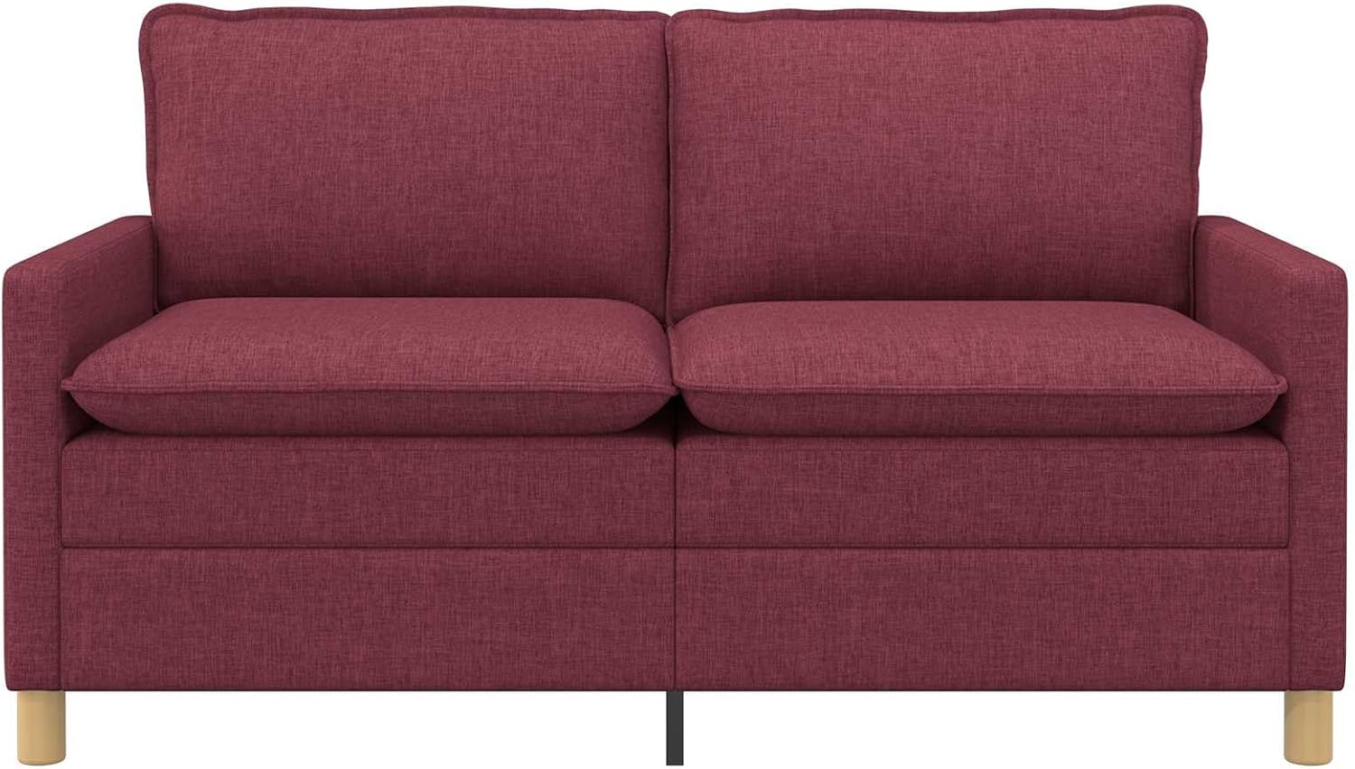 Sofa Wine Red 156 x 81 x 87.5 cm - 2-Seater Couch with Fabric Cover and Metal Frame, Modern Design for Living Room and Office