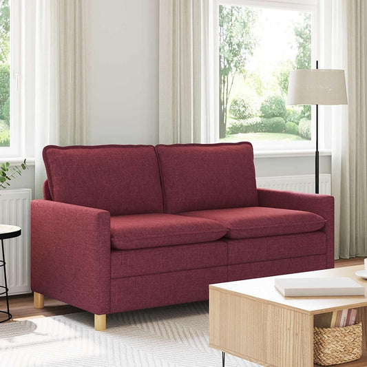 Sofa Wine Red 156 x 81 x 87.5 cm - 2-Seater Couch with Fabric Cover and Metal Frame, Modern Design for Living Room and Office