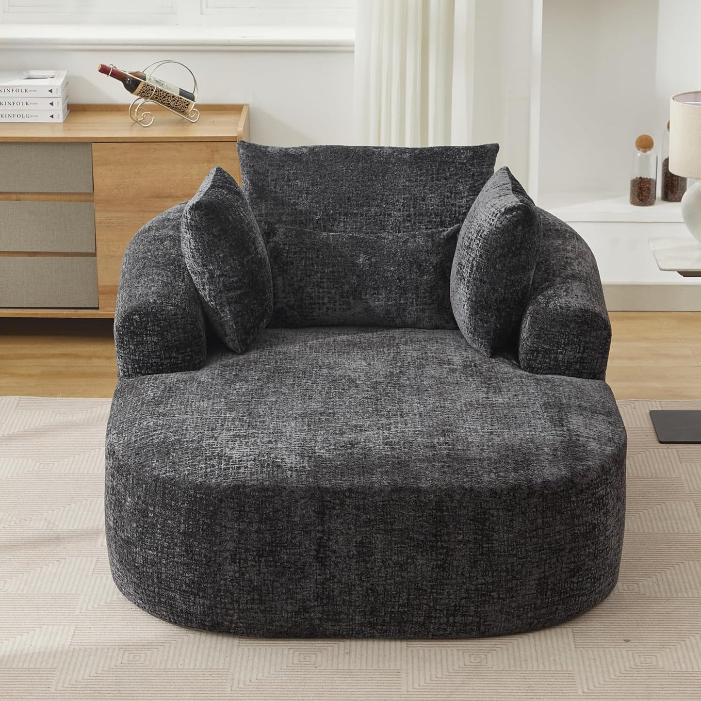 Oversized Chenille Lounge Chaise Sofa, Plush Sleeper Couch for Living Room