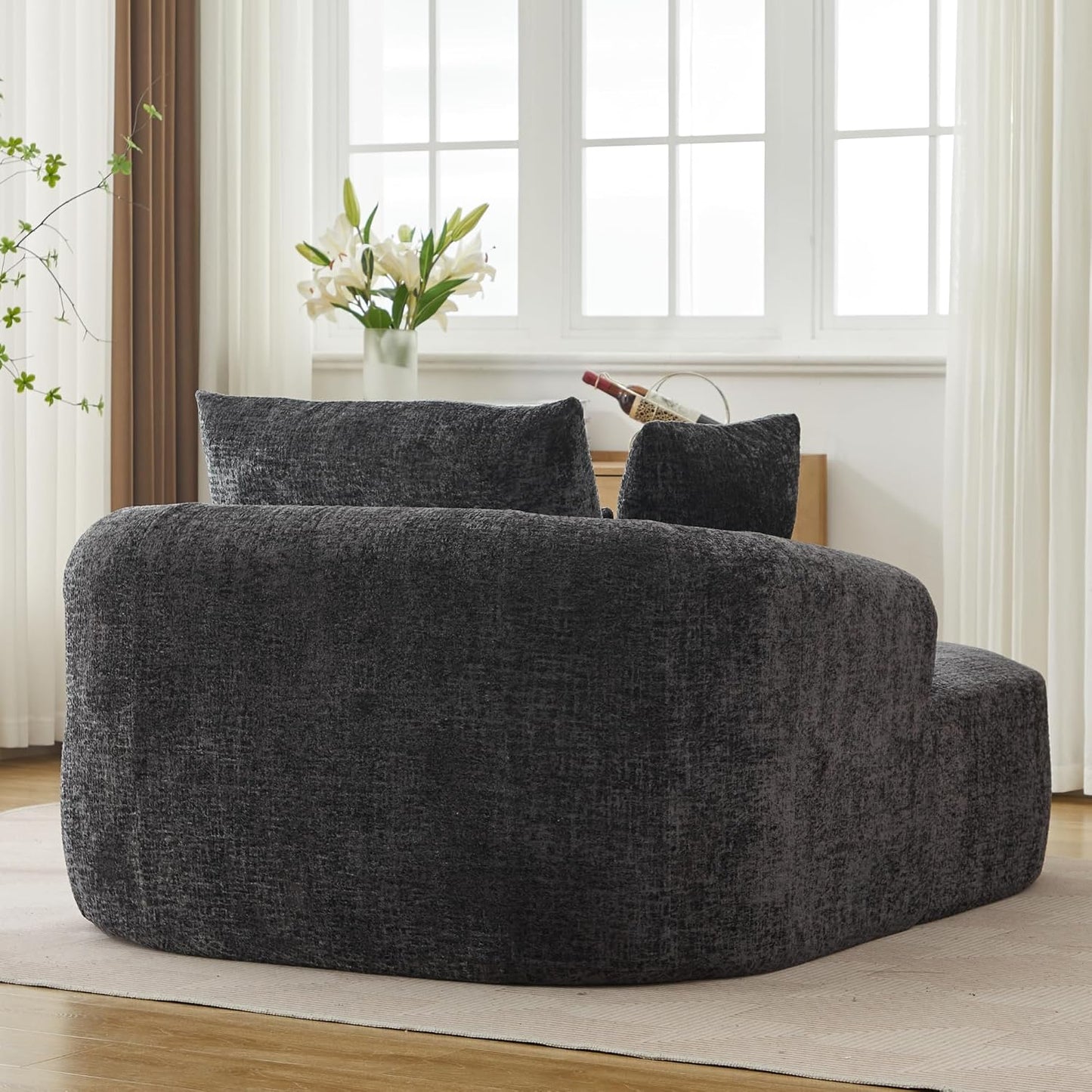Oversized Chenille Lounge Chaise Sofa, Plush Sleeper Couch for Living Room