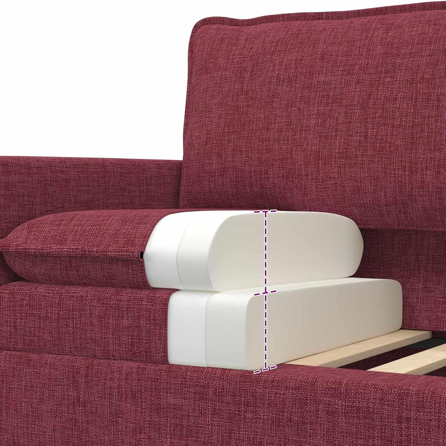 Sofa Wine Red 156 x 81 x 87.5 cm - 2-Seater Couch with Fabric Cover and Metal Frame, Modern Design for Living Room and Office